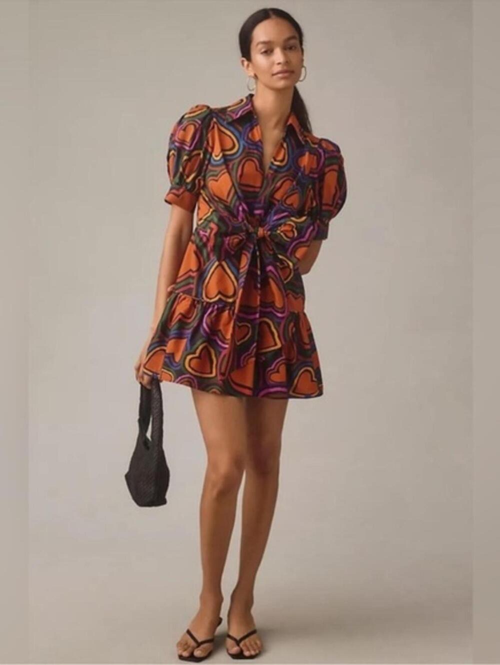 FARM Rio Short-Sleeve Bow-Front Mini Dress-  XS - Picture 3 of 6